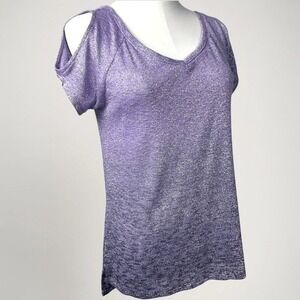 Juicy Couture Cold Shoulder‎ Glitter Knit V Neck Tunic Top Shirt Size S Y2K Glam